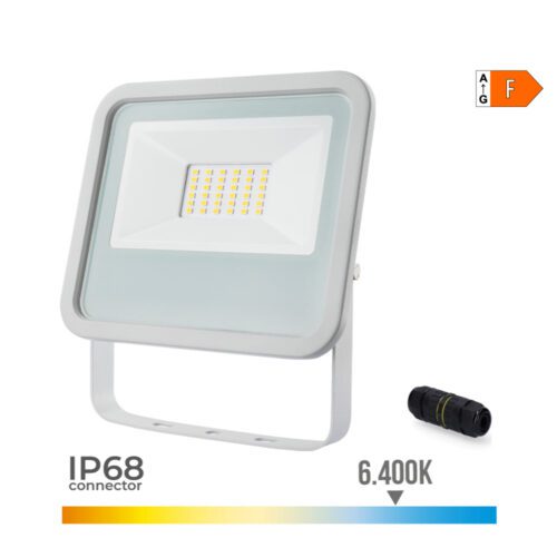 PROJETOR LED 30W 2100lm 6400K LUZ FRIA 15,8X2,9X13,5cm COR BRANCO EDM
