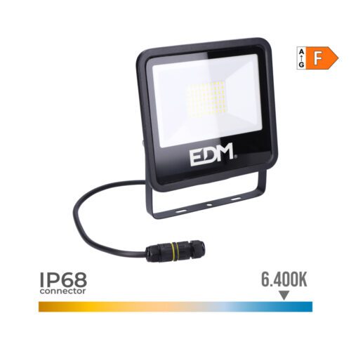 PROJETOR LED 50W 4000lm 6400K LUZ FRIA BLACK SERIES 19,2X17,5X2,9cm SERIES EDM