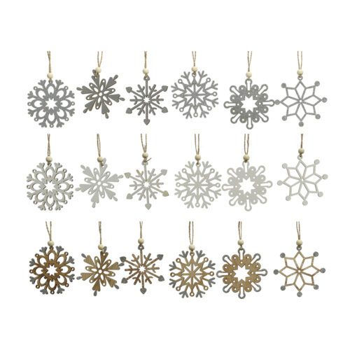 FIGURAS DE MADEIRA PARA ÁRVORE DE NATAL FLOCOS SORTIDOS Ø6cm