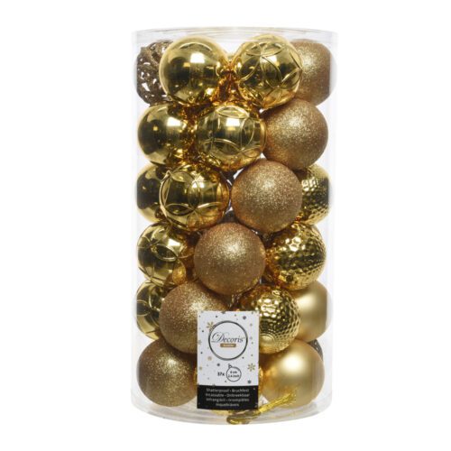 KIT DE 37 BOLAS DOURADAS DECORATIVAS PARA ÁRVORE DE NATAL Ø6cm