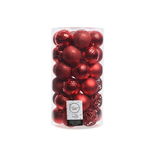 KIT DE 37 BOLAS VERMELHAS DECORATIVAS PARA ÁRVORE DE NATAL Ø6cm