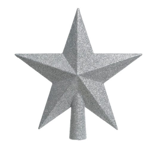 ESTRELA PRATEADA COM PURPURINA PARA ÁRVORE DE NATAL 19x4,2x19cm