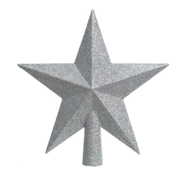 ESTRELA PRATEADA COM PURPURINA PARA ÁRVORE DE NATAL 19x4,2x19cm