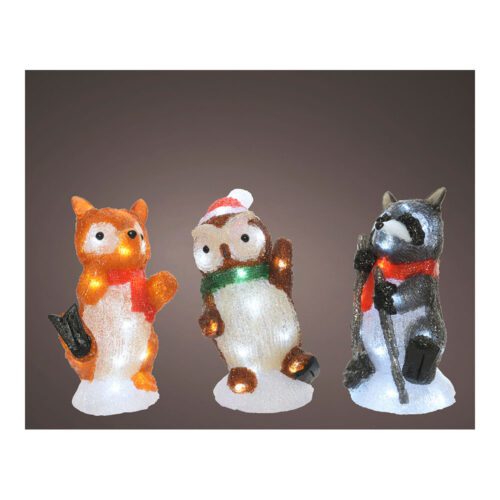 ULT. UNIDADES FIGURAS DE ANIMAIS ACRÍLICAS LED PARA EXTERIOR 13x10x24cm 20 LEDS MODELOS SORTIDOS