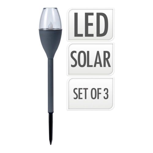 KIT 3 CANDEEIROS SOLARES COR CINZENTO