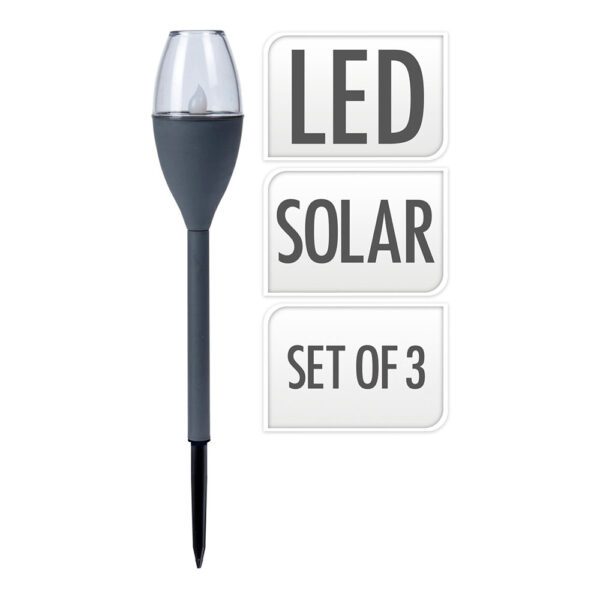 KIT 3 CANDEEIROS SOLARES COR CINZENTO