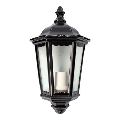 LÂMPADA DE PAREDE DE ALUMÍNIO E VIDRO IP44 E27 100W COR PRETO 25x12x43cm MODELO MILAN EDM