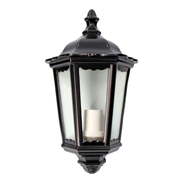 LÂMPADA DE PAREDE DE ALUMÍNIO E VIDRO IP44 E27 100W COR PRETO 25x12x43cm MODELO MILAN EDM