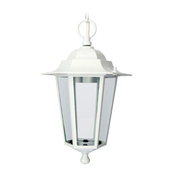 CANDEEIRO DE TETO EM ALUMÍNIO E VIDRO IP44 E27 60W COR BRANCO Ø19.2x94,7cm MODELO ZURICH. EDM