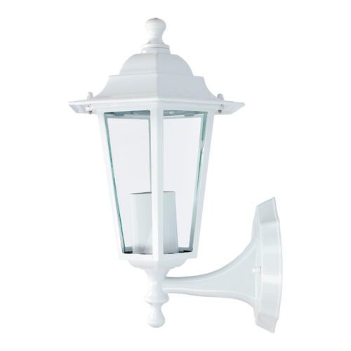 CANDEEIRO DE ALUMÍNIO E VIDRO PARA PAREDE. IP44 E27 60W COR BRANCA Ø19,5x21x32cm MODELO ZURICH. EDM