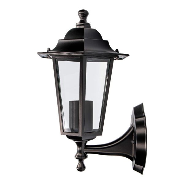 CANDEEIRO DE ALUMÍNIO E VIDRO PARA PAREDE. IP44 E27 60W COR PRETO Ø19,5x21x32cm MODELO ZURICH. EDM