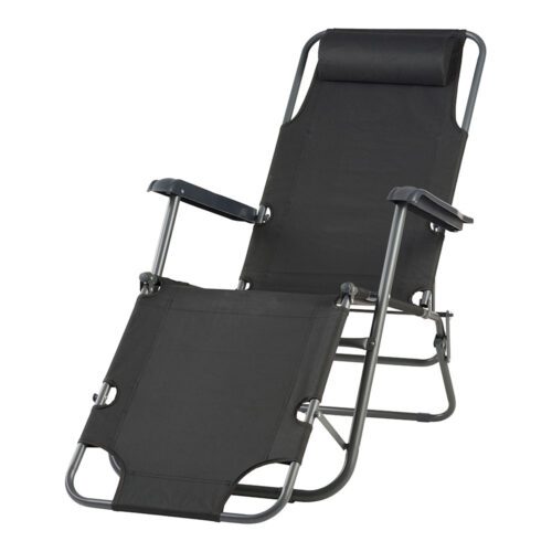ESPREGUIÇADEIRA METÁLICA 2 EM 1 DOBRÁVEL 178x60x95cm COR PRETA