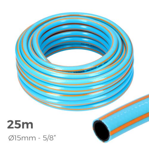 MANGUEIRA DE JARDIM ANTI-TORÇÃO PROFISSIONAL Ø INTERIOR 15mm Ø EXTERIOR 20mm (5/8") - ROLO 25m EDM