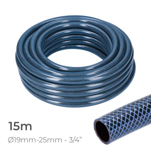 MANGUEIRA DE JARDIM INTERIOR AZUL Ø19mm. EXTERIOR Ø25mm (3/4") ROLO 15m EDM