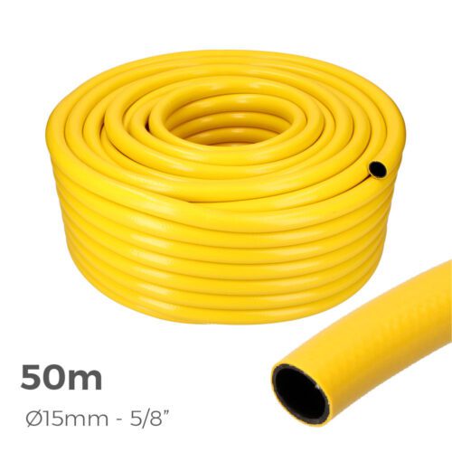 MANGUEIRA AGRICOLA AMARELA Ø INTERIOR 15mm Ø EXTERIOR 20mm (5/8") ROLO 50m EDM