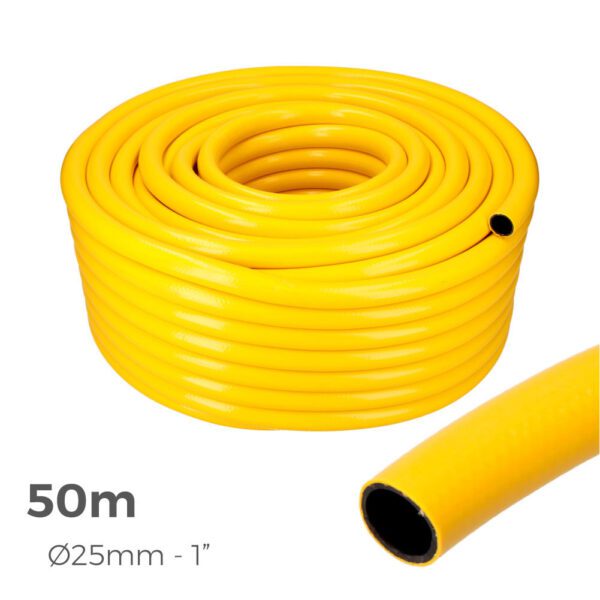 MANGUEIRA AGRICOLA AMARELA Ø INTERIOR 25mm Ø EXTERIOR 31mm (1") ROLO 50m EDM