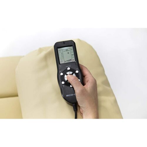 ECODE Sofá Canapé reclinável de três lugares com massagem de ondas vibratórias, aquecimento lombar, couro sintético ECO-8590/3 bege