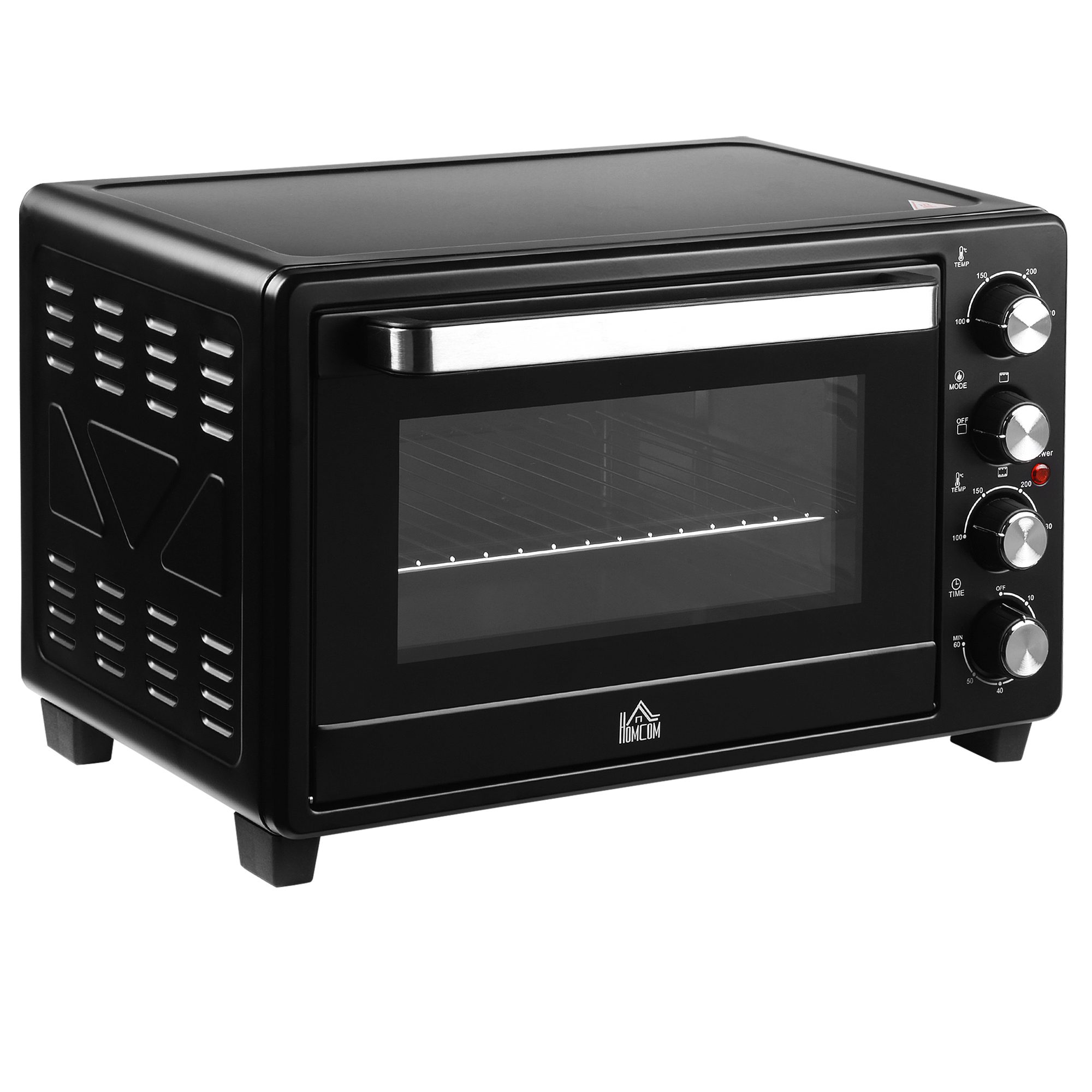 Mini forno de convecção 32l 16000 com 3 modos de aquecimento temperatura até 230 °c temporizador bandeja de assar ajustável em 3 níveis 52,2x38,1x33,5cm preto