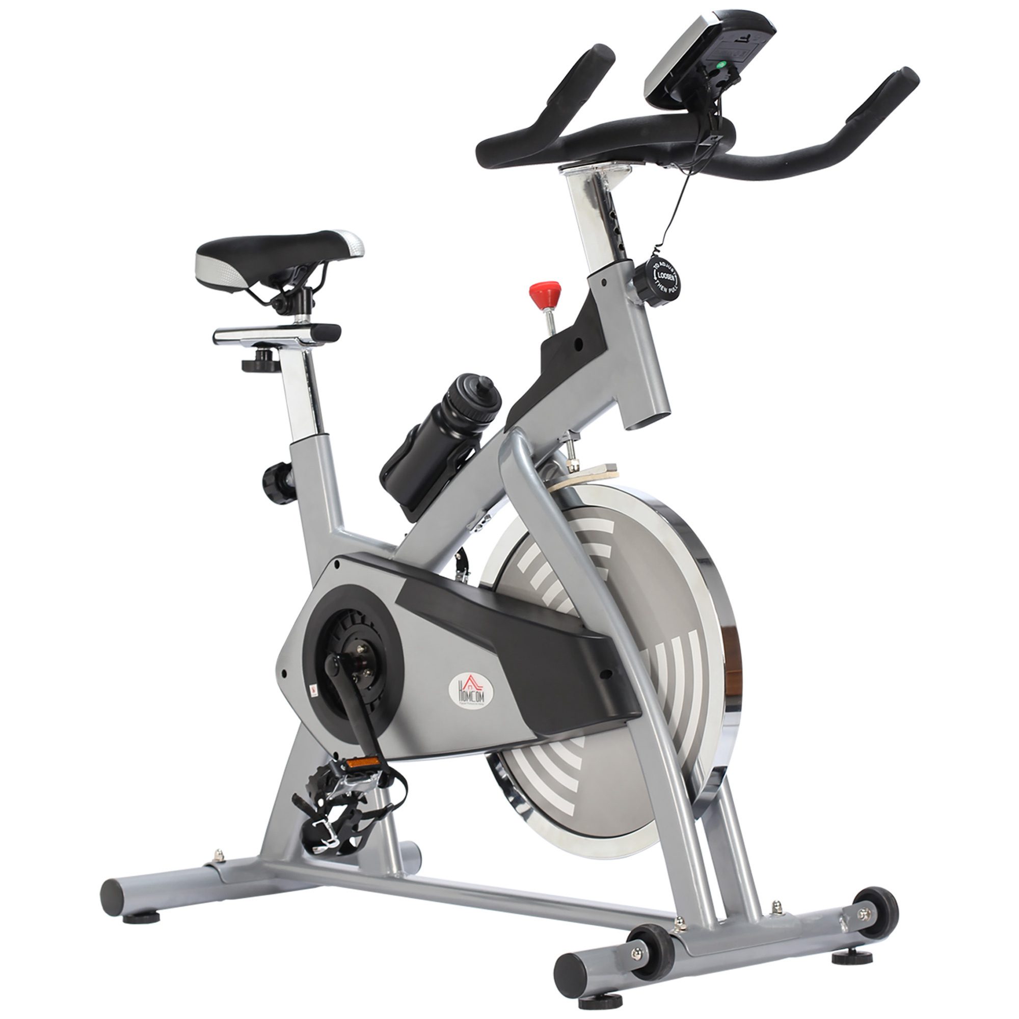 HOMCOM Bicicleta elíptica de fitness com tela LCD e resistência  bidirecional ajustável de 8 níveis suporte de copo Volante 7 kg e 2 rodas  103x71x157 cm Preto