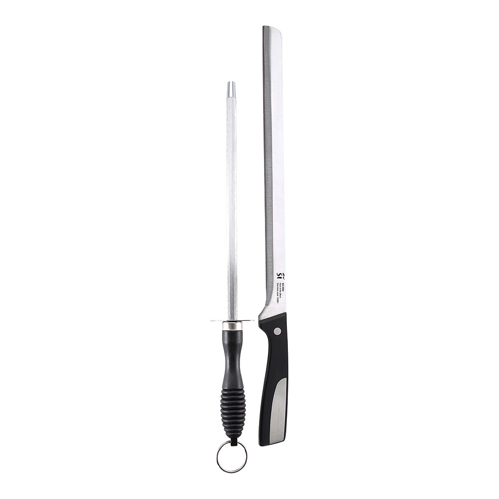 Jogo de 2 peças faca presunto + chaira inox sg-4362 san ignacio