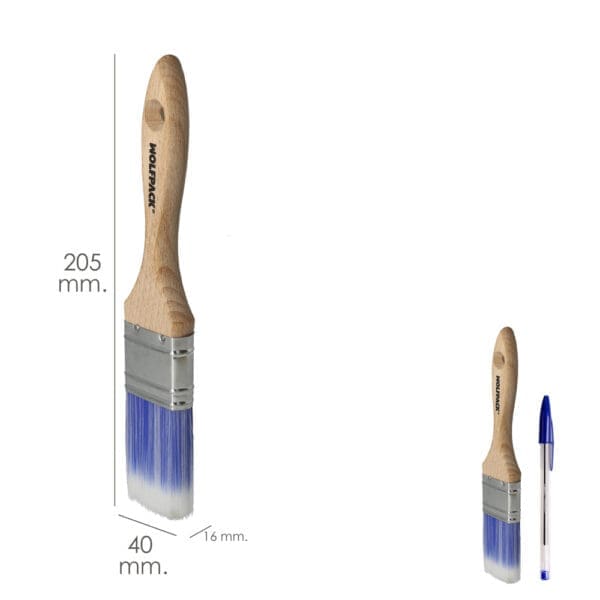 Paletina Profesional Plus Ancho 40 mm. Cerdas Sintenticas PBT, Mango Madera Haya Ergonomico, Brocha Pintor, Pincel Pintura - Image 2
