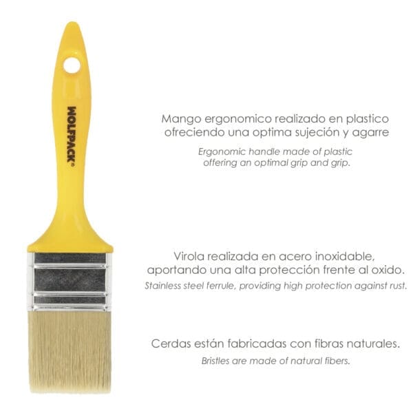 Paletina Profesional Cerda Blanca Ancho 50 mm. Cerdas Naturales Mango Plastico Ergonomico, Brocha Pintor, Pincel Pintura - Image 4