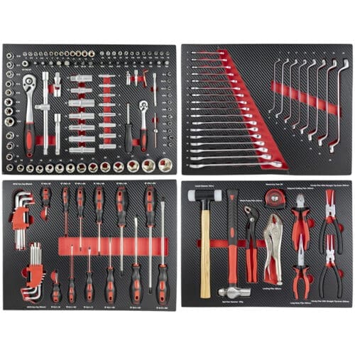 CONJUNTO DE 4 MÓDULOS DE CARBONO EVA PARA FERRAMENTAS - VERMELHO