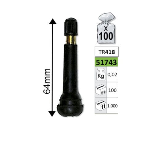 VÁLVULAS PARA PNEUS TR418 64MM