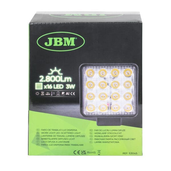 FOCO AUXILIAR COM 16 LEDS 48W QUADRADO DE LUZ DISPERSA - Image 3
