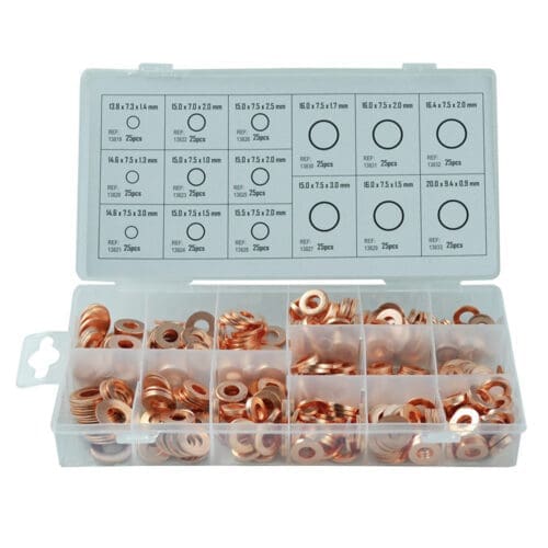 SORTIMENTO DE ANILHAS DE COBRE PARA INJETORES 375 PCS