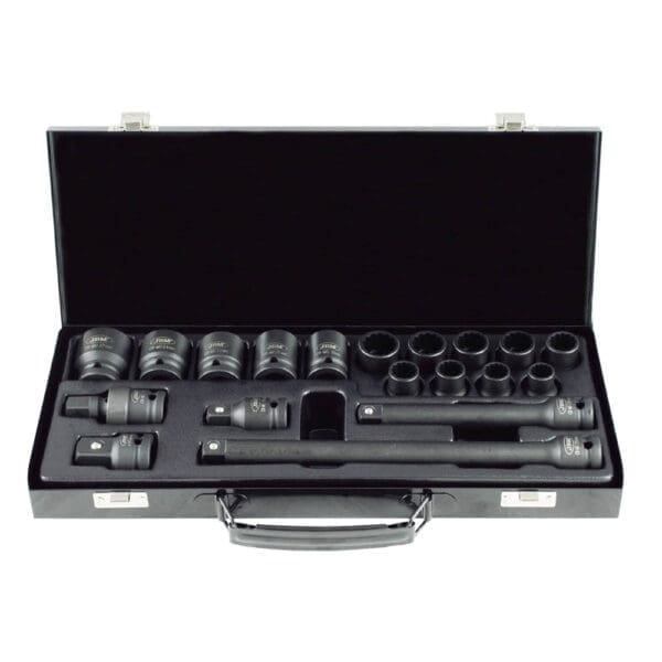 KIT DE 19 CHAVES DE IMPACTO DE 1/2" DE 12 FACES + ADAPTADOR