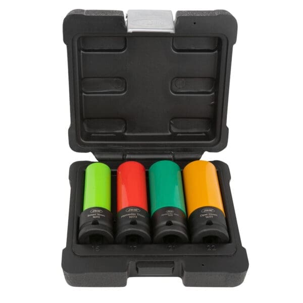 CONJUNTO DE 4 CHAVES DE CAIXA DE IMPACTO PARA RODAS DE LIGA LEVE - 1/2''