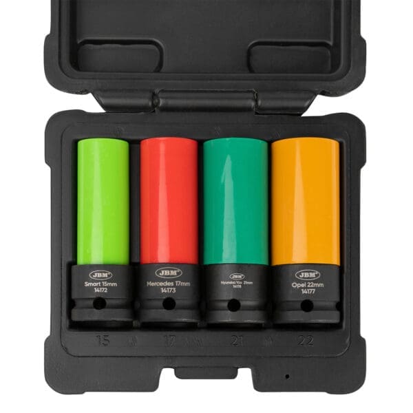 CONJUNTO DE 4 CHAVES DE CAIXA DE IMPACTO PARA RODAS DE LIGA LEVE - 1/2'' - Image 3