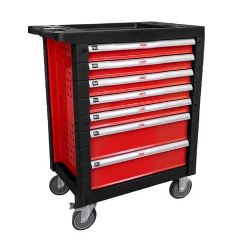 CARRINHO DE FERRAMENTAS COM 7 GAVETAS VAZIAS - VERMELHO