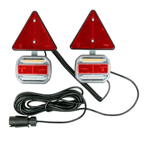 KIT MAGNÉTICO COM 2 SINALIZADORES LED E 2 TRIÂNGULOS REFLECTORES