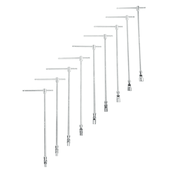 CONJUNTO DE 9 SOQUETES COM CABO EM T (7-19MM)