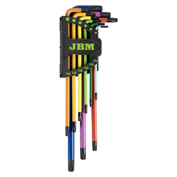 CONJUNTO DE 9 PEÇAS DE CHAVES TORX EXTRA LONGAS PINTADAS A CORES