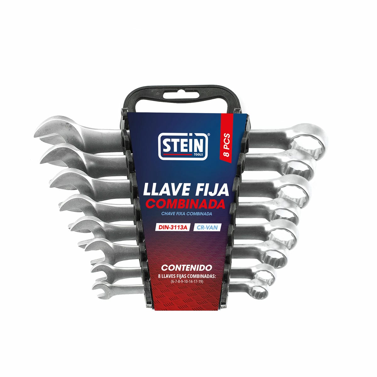 CONJUNTO CHAVE FIXA COMBINADA STEIN CR-V SATIN DIN-3113A 8 PEÇAS