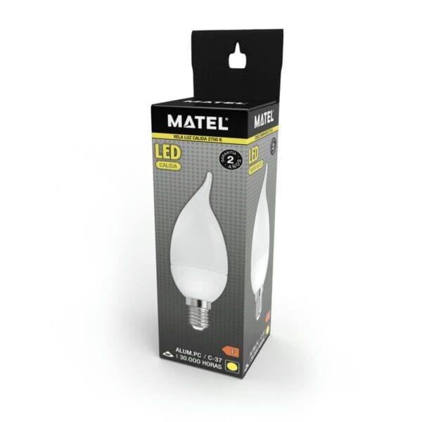 LÂMPADA LED VELA CHAMA MATEL E14 5W QUENTE - Image 2