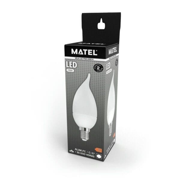 LÂMPADA LED VELA CHAMA MATEL E14 5W FRIA - Image 2