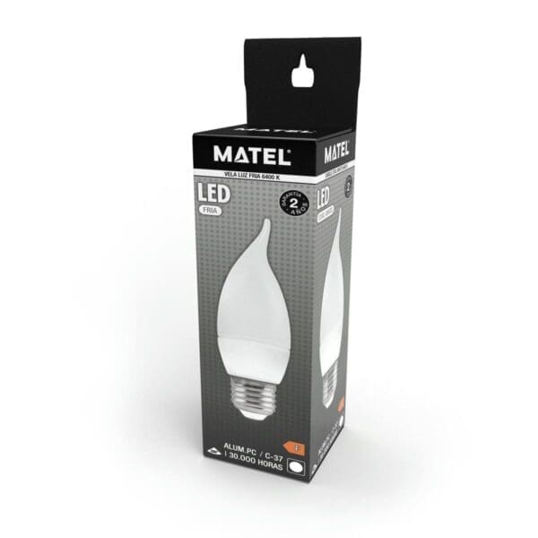 LÂMPADA LED VELA CHAMA MATEL E27 5W FRIA - Image 2