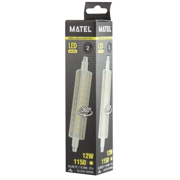 LÂMPADA LED LINEAR MATEL 118MM R7S 12W QUENTE - Image 2