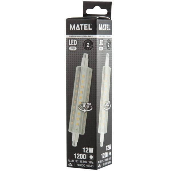 LÂMPADA LED LINEAR MATEL 118MM R7S 12W FRIA - Image 2