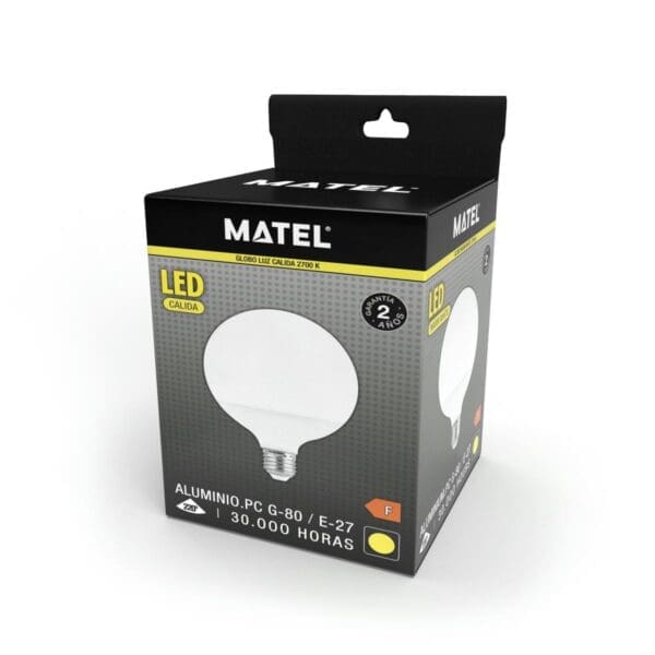 LÂMPADA LED GLOBO MATEL E27 G80 12W QUENTE - Image 2