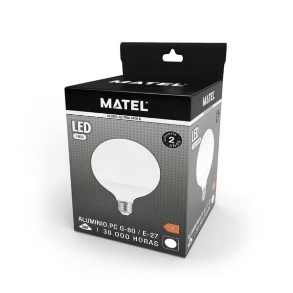 LÂMPADA LED GLOBO MATEL E27 G80 12W FRIA - Image 2