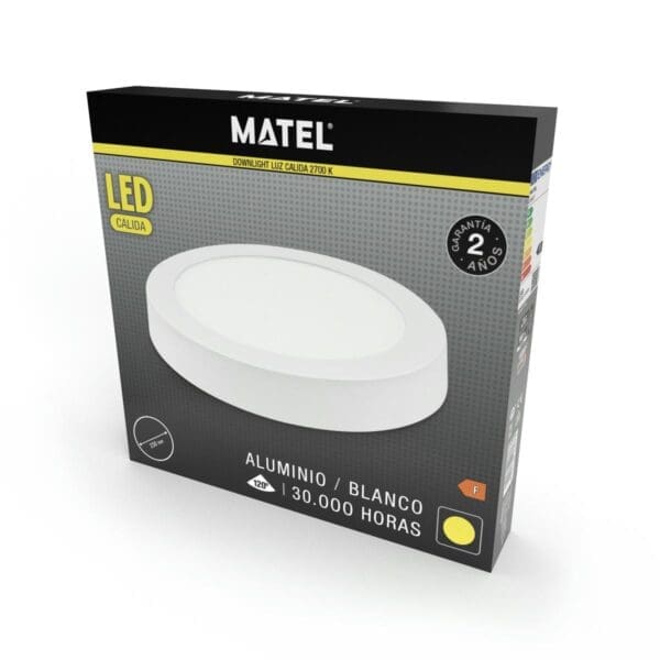 DOWNLIGHT LED DE SUPERFÍCIE REDONDO BRANCO MATEL 18W QUENTE - Image 2