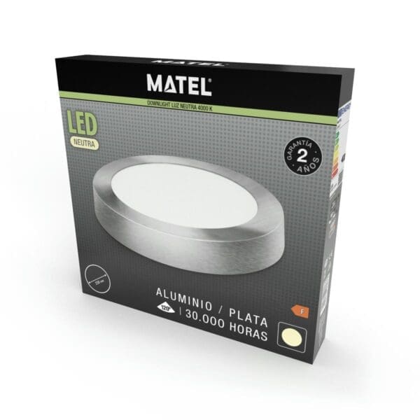 DOWNLIGHT LED DE SUPERFÍCIE REDONDO PRATA MATEL 18W NEUTRA - Image 2
