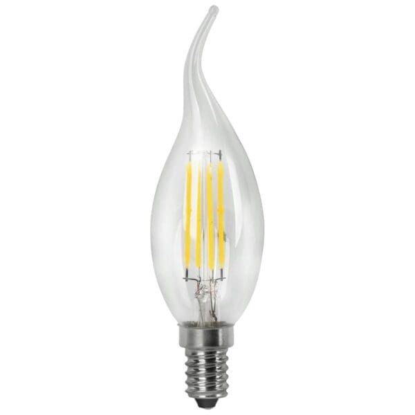 LÂMPADA LED CHAMA FILAMENTO MATEL C37 E14 4W QUENTE CLARA
