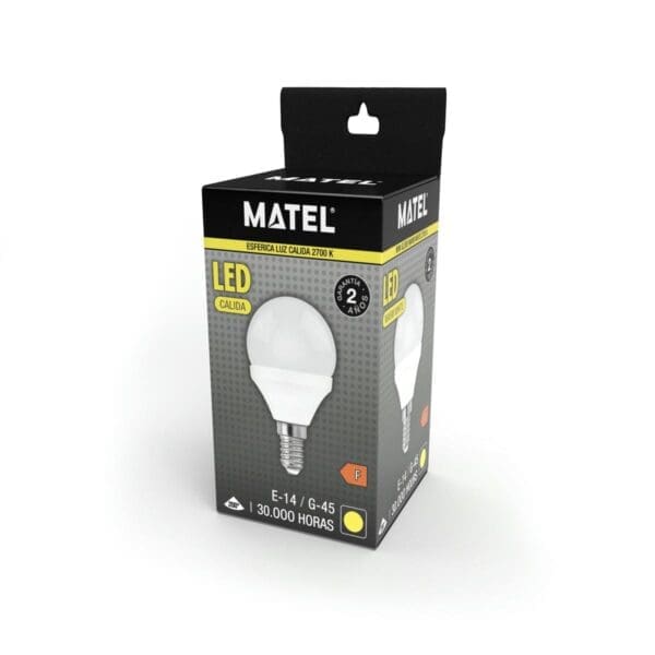LÂMPADA LED ESFÉRICA MATEL E14 7W QUENTE - Image 2