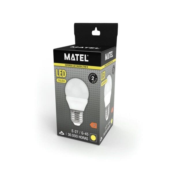 LÂMPADA LED ESFÉRICA MATEL E27 7W QUENTE - Image 2